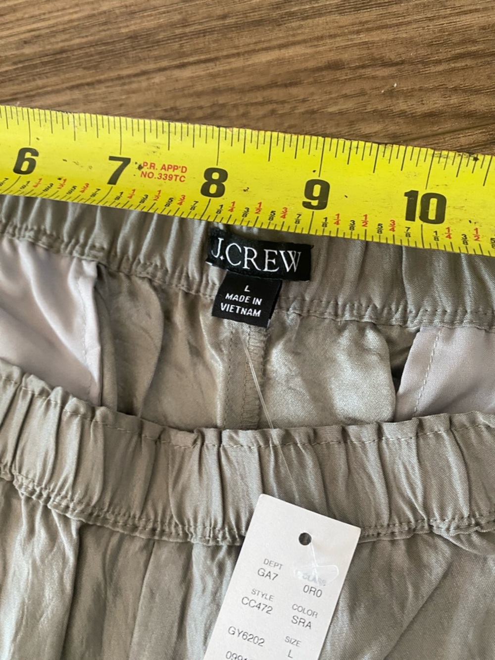 NEW! J. Crew Stratus pant in textured satin- spring rain color size L - Picture 8 of 12